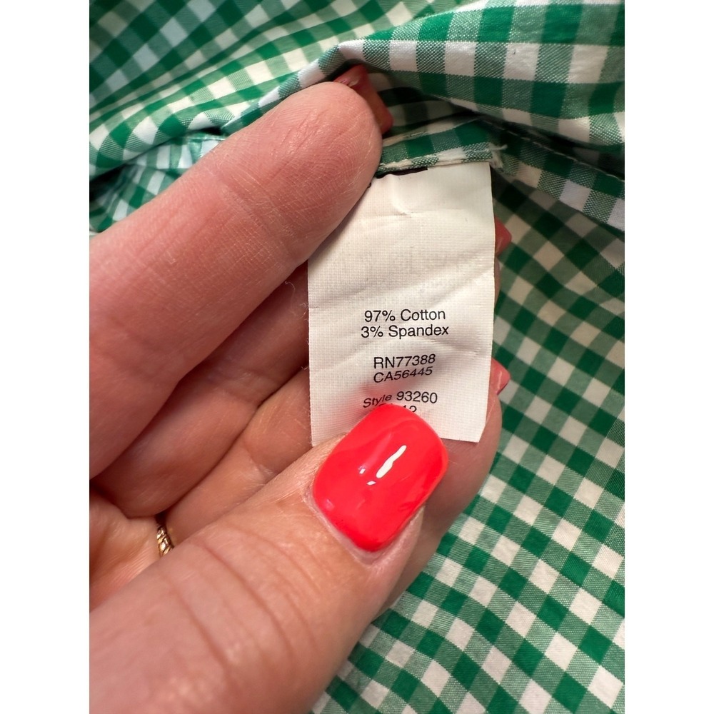 Women's J. Crew Green and White Gingham Stretch Perfect Button Down Size S - Picture 5 of 9